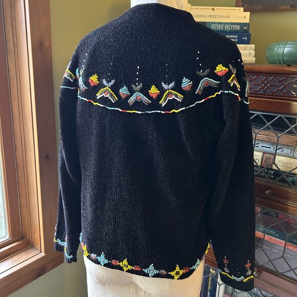 Jayson Younger Wool Blend Hand Beaded and Embroidered Cropped Cardigan - Picture 8 of 15